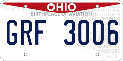 OH license plate GRF3006