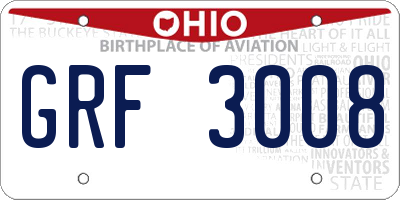 OH license plate GRF3008