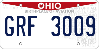 OH license plate GRF3009