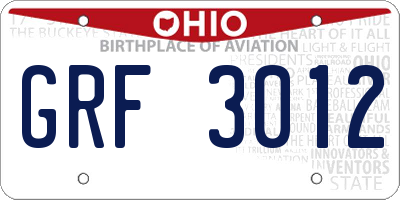 OH license plate GRF3012