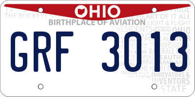 OH license plate GRF3013