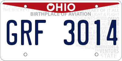 OH license plate GRF3014