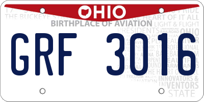 OH license plate GRF3016