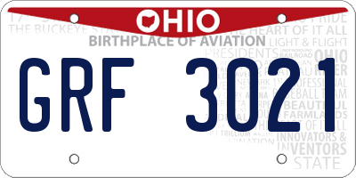 OH license plate GRF3021