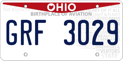 OH license plate GRF3029