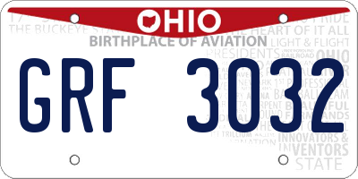 OH license plate GRF3032