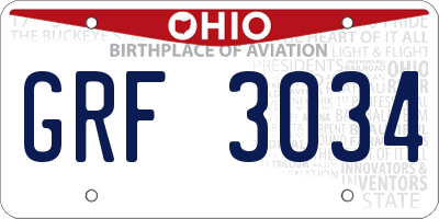 OH license plate GRF3034