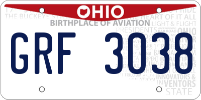 OH license plate GRF3038