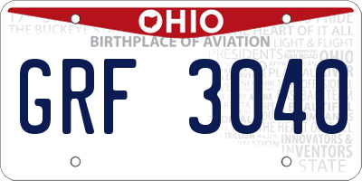 OH license plate GRF3040