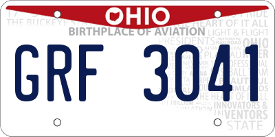 OH license plate GRF3041
