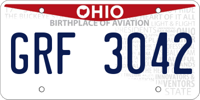 OH license plate GRF3042