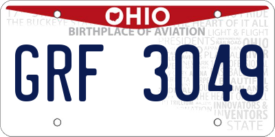 OH license plate GRF3049