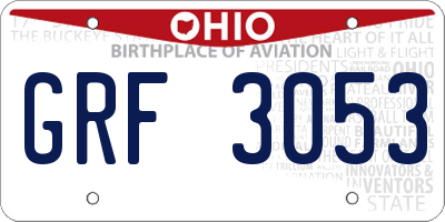 OH license plate GRF3053