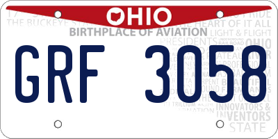 OH license plate GRF3058