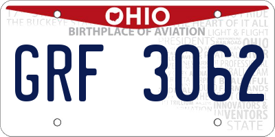 OH license plate GRF3062