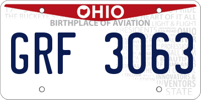 OH license plate GRF3063