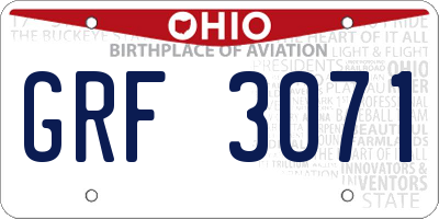 OH license plate GRF3071