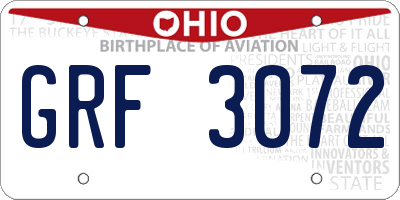 OH license plate GRF3072