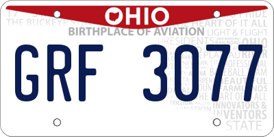 OH license plate GRF3077