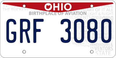 OH license plate GRF3080