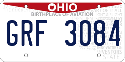 OH license plate GRF3084