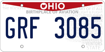 OH license plate GRF3085