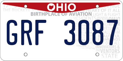 OH license plate GRF3087