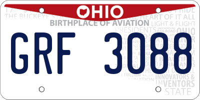 OH license plate GRF3088