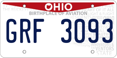 OH license plate GRF3093