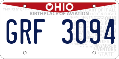 OH license plate GRF3094