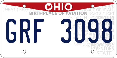 OH license plate GRF3098