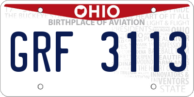 OH license plate GRF3113