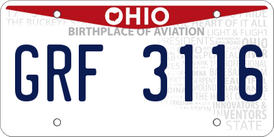 OH license plate GRF3116