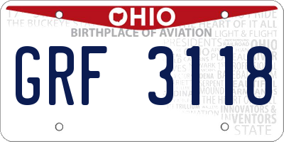 OH license plate GRF3118