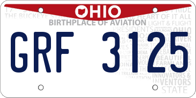 OH license plate GRF3125