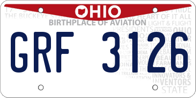 OH license plate GRF3126