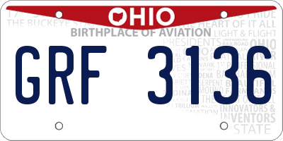 OH license plate GRF3136