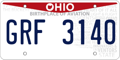 OH license plate GRF3140