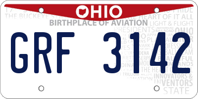 OH license plate GRF3142