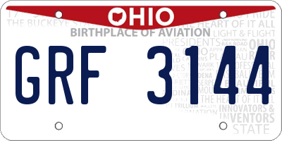 OH license plate GRF3144