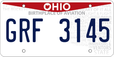 OH license plate GRF3145