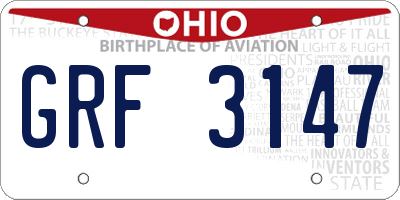 OH license plate GRF3147