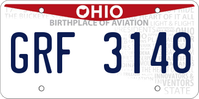 OH license plate GRF3148