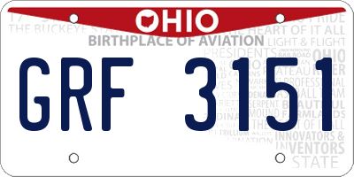 OH license plate GRF3151