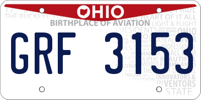 OH license plate GRF3153