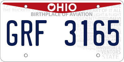 OH license plate GRF3165