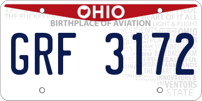 OH license plate GRF3172