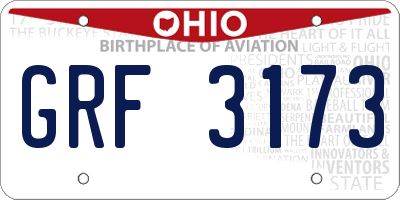 OH license plate GRF3173