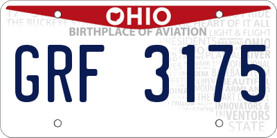 OH license plate GRF3175