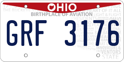 OH license plate GRF3176